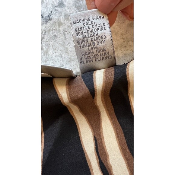 Chicos Womens Size Large Sleeveless Animal Zebra Print Black Brown Satin… - Picture 4 of 7